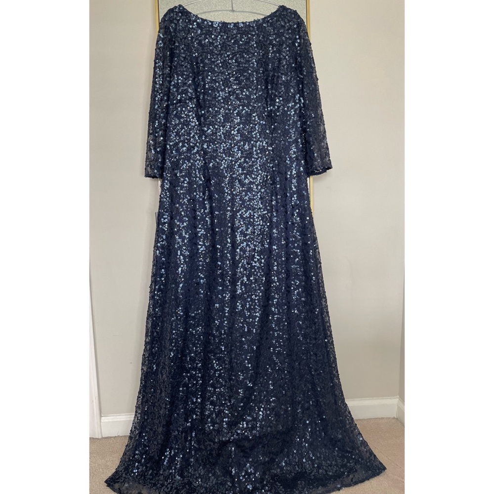 NWT! Tahari by ASL -Navy sequined wedding guest/party gown